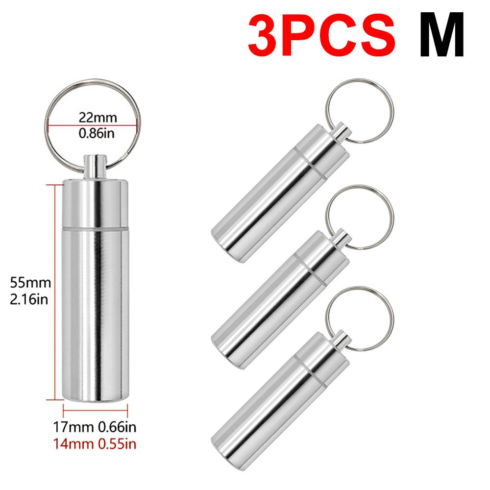 1-3 Stück Mini Tragbar Aluminium Pillendose Schlüsselanhänger Outdoor Tasche Pillendose Behälter Tragflasche Hülle Schutzbox Outdoor
