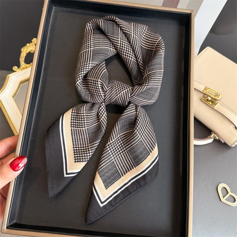 Luxury Brand Linen-Cotton Print Square Scarf Women Neck Tie Female Hair Bandana Headkerchief Shawl Wrap Hijab Echarpe