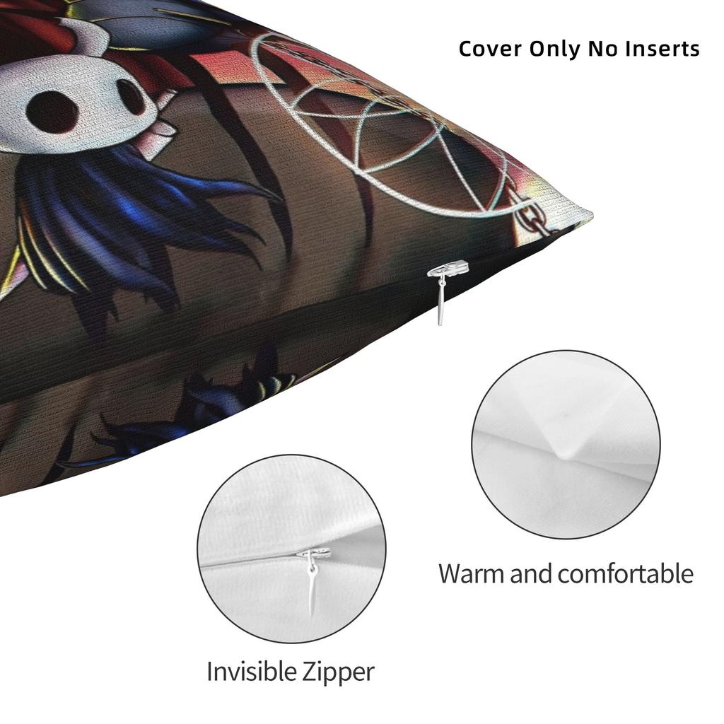 Hollow Knight Quadratische Kissenbezüge Polyester Auto Action-Abenteuer Kissenhülle Kreative Dekor Kissenbezug 4545