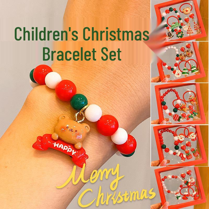 Children's Holiday Jewelry Set: Reindeer Bracelet, Ear Clip, & Ring - Perfect Christmas Gift