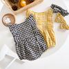 Summer Baby Girl Cotton Sleeveless Block Plaid Romper