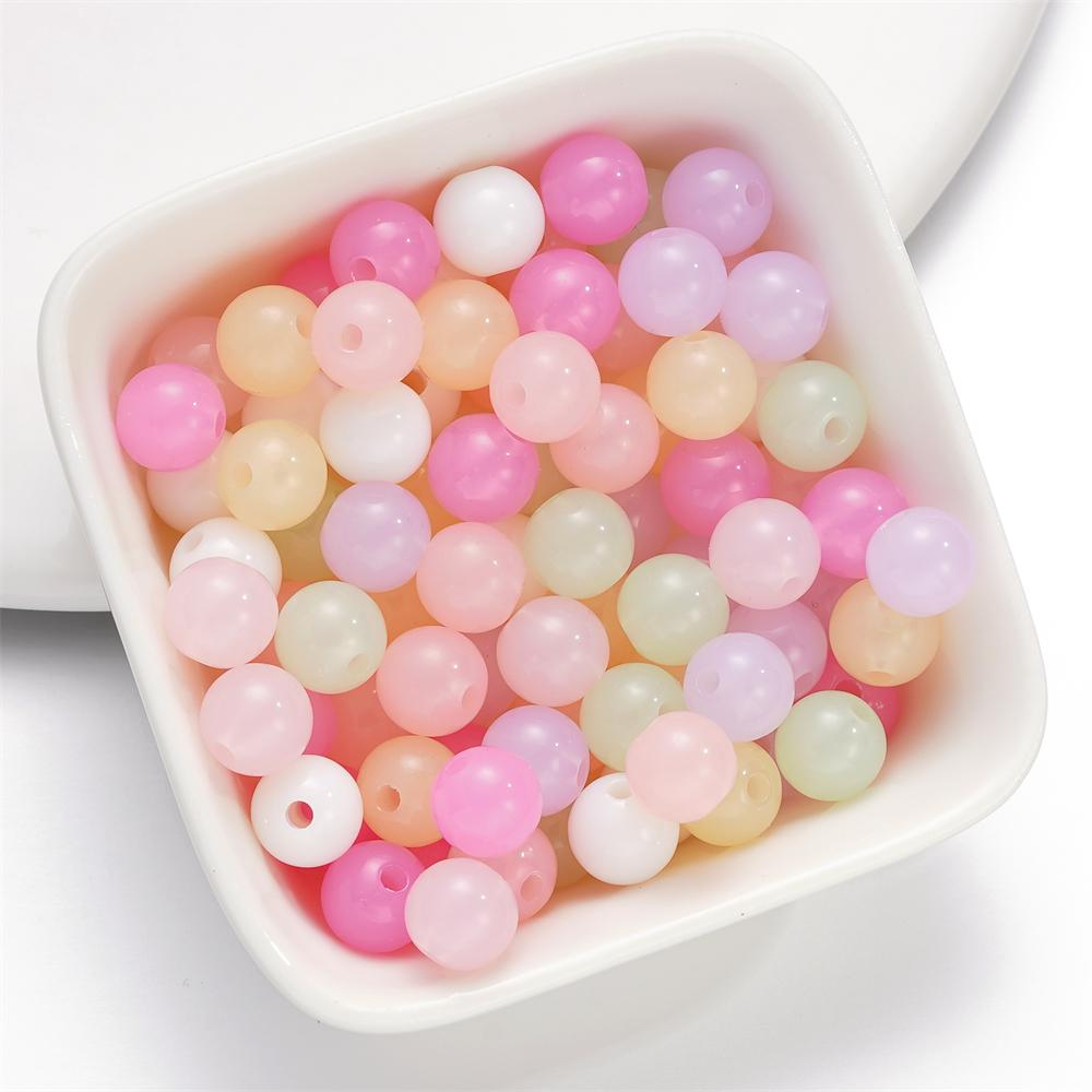 50-200pcs 4/6/8/10mm Acrylic Jelly Color Beads Round Spacer Loose Bead for DIY Earrings Bracelet Jewelry Making Accessories
