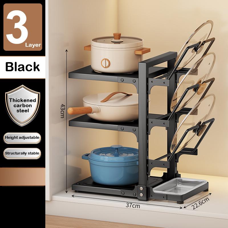 Kitchen Pot Holder Under Sink Multi-Layer Metal Storage Rack Snap-On Adjustable Pot Storage Rack Pots and Pans Storage Racks