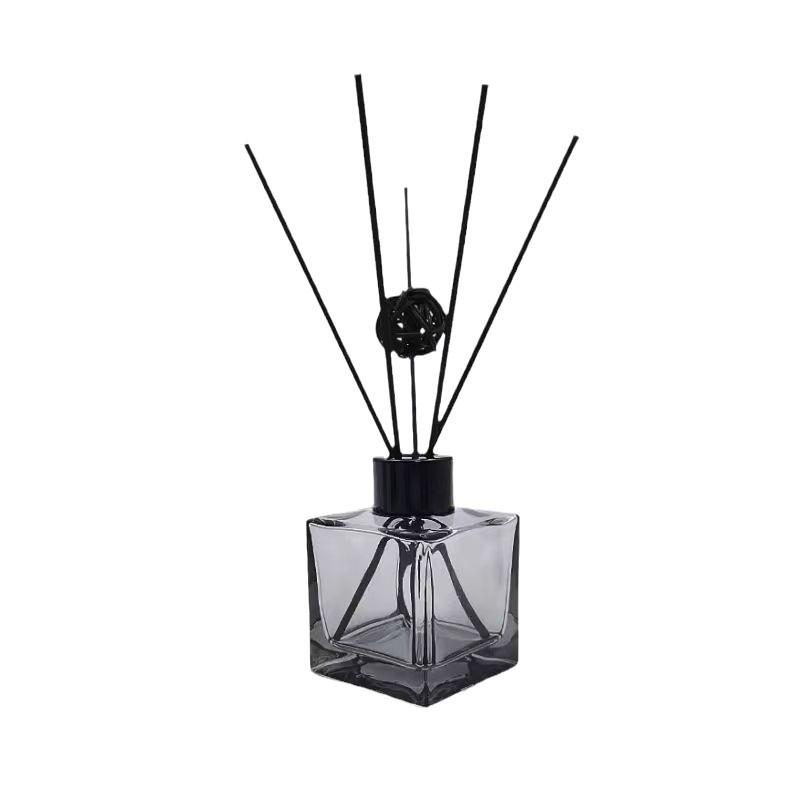 Advanced Aromatherapy Square Glass Bottle with Rattan Diffuser Sticks
