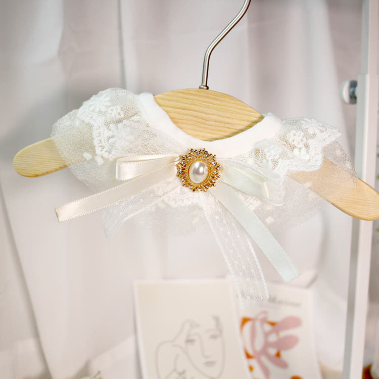 [KIMnyang_deng] Weißes Chiffon-Spitzenband Welpen-, Katzenumhang Foto-Requisiten