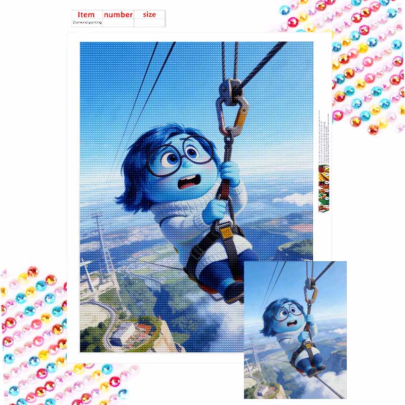 Disney 5D Diamond Painting Kit Inside Out Sadness Flying Home Decor, Perfect Holiday Gift Round 20x30cm