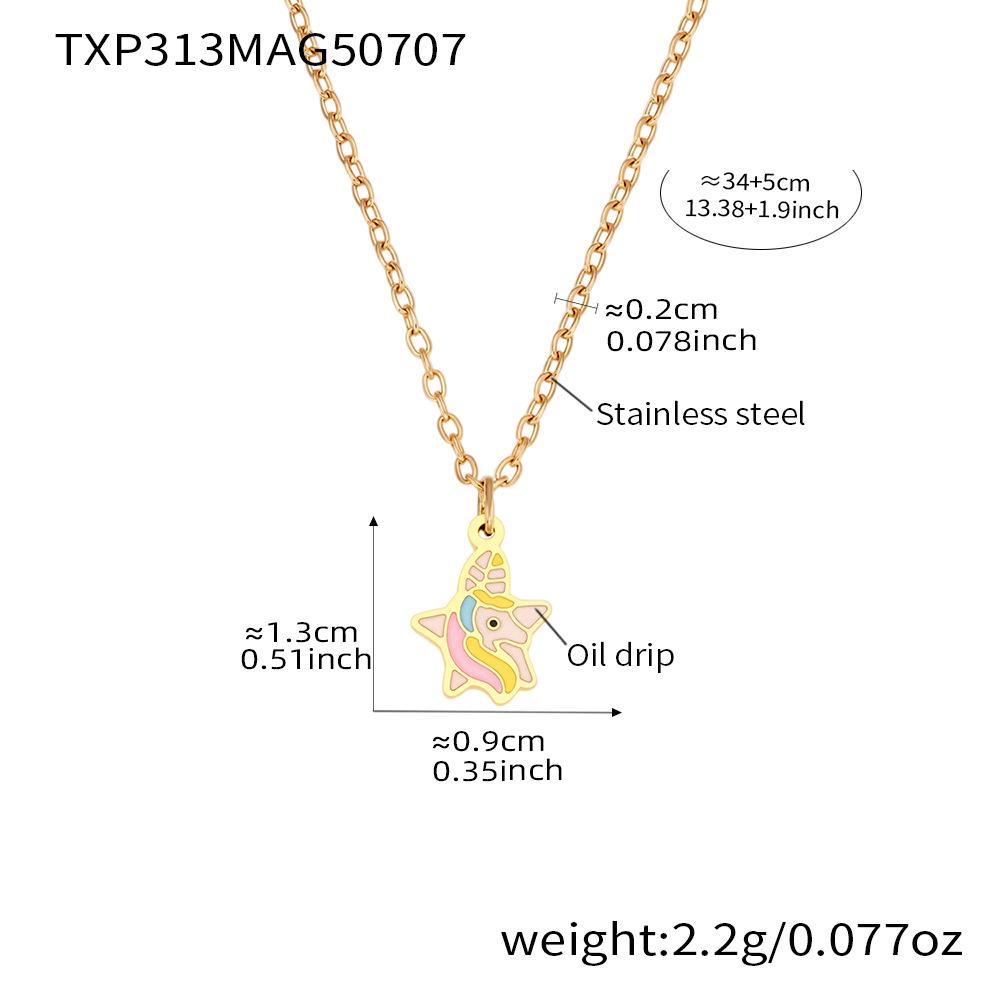 Qiong Yao Rainbow Unicorn Star Jewelry Set: Necklace, Ring, Anklet, Bracelet - Children's Wear, Non-Fading, In Stock