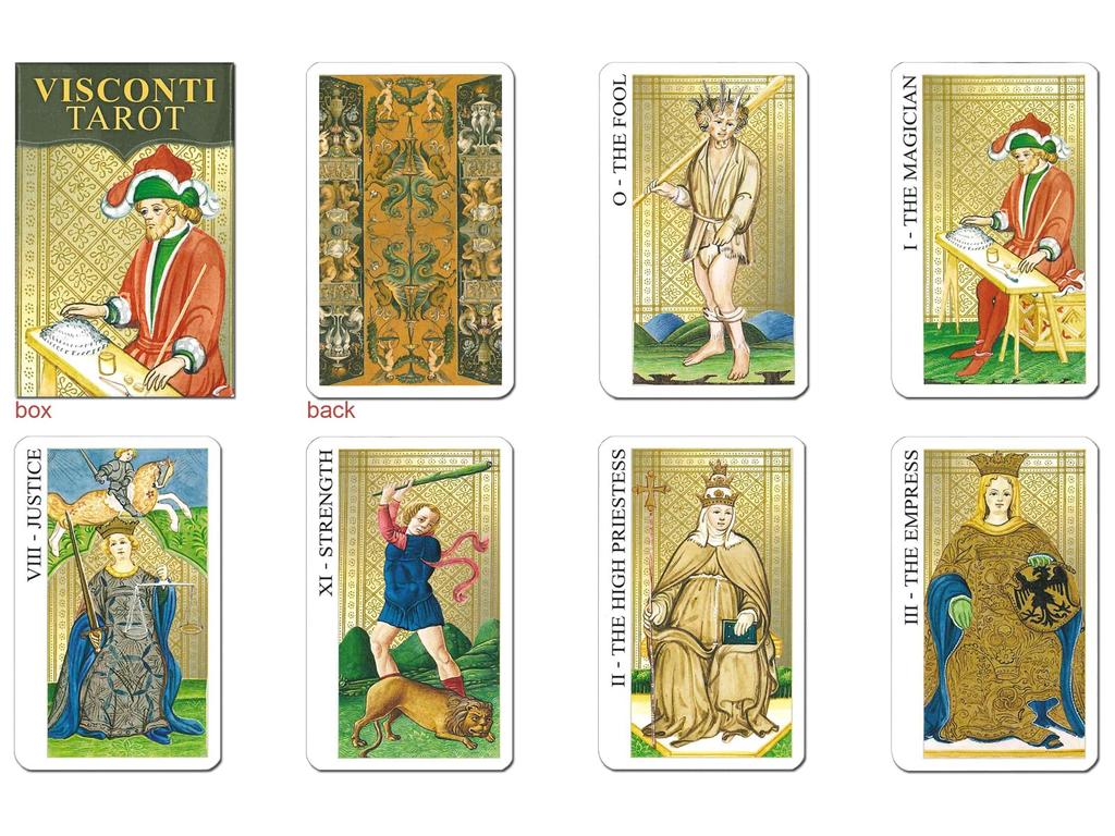 Nichiyu Mini Tarot 78 Cards for Fortune Telling Tarot with Japanese Instruction Manual Cards, [Miniature Visconti-Sforza <Lo Scarabeo>] "Pocket