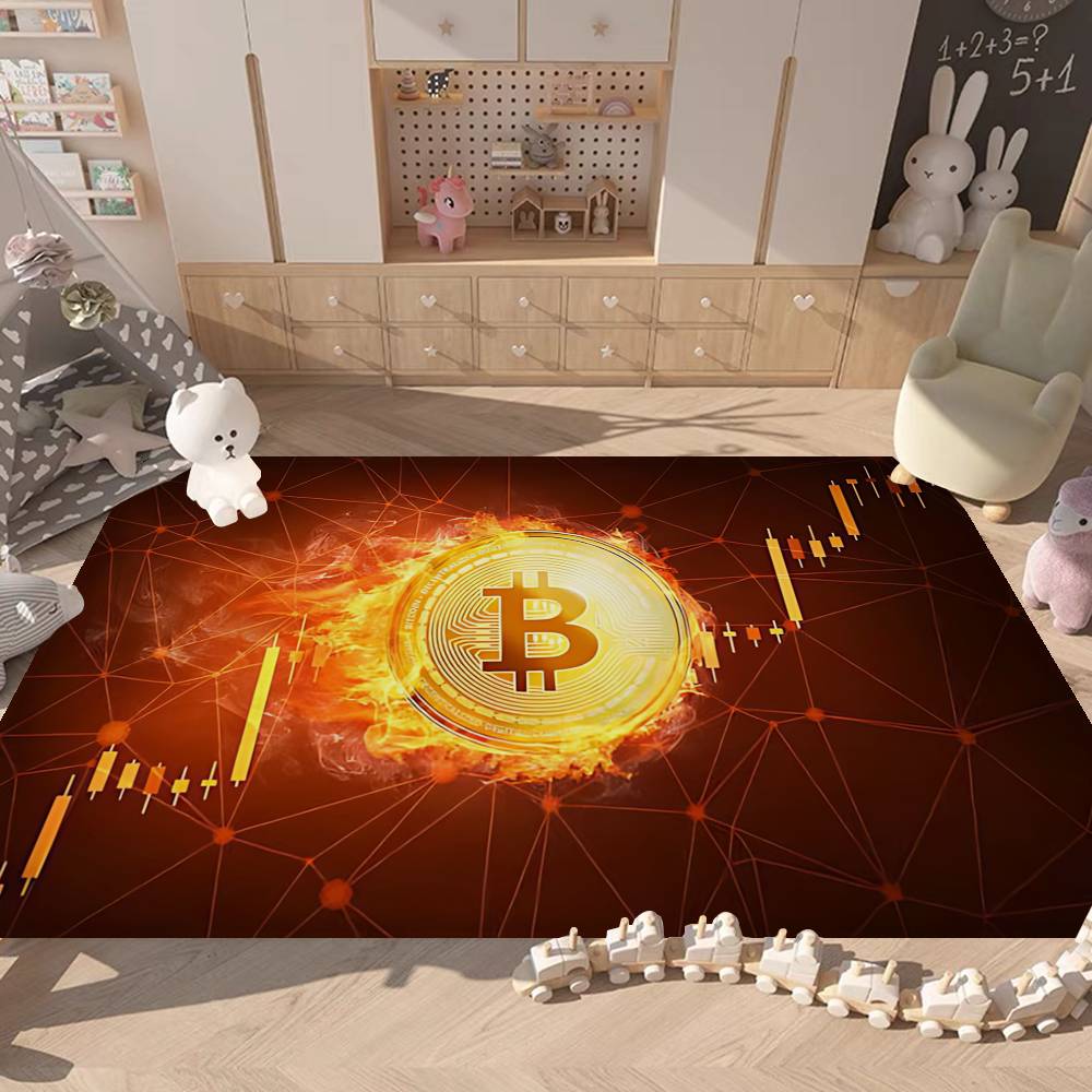 Luxurious B-bitcoin Logo Room Mats Retro Multiple Choice Living Room Kitchen Rug Non-Slip Welcome Rug