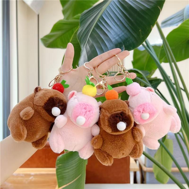 Schattige Capybara Pluche Sleutelhanger Knijp Blaas Bellen Tas Hanger Zacht Spul Stress Verlichten Speelgoed Accessoires Voor Verjaardagscadeau Kind