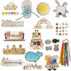 DIY Wood Accessories Montessori Busy Board Castle Sheep Animal Whales Bus Wall Toy Training Material Pack Educational Toy For Ch