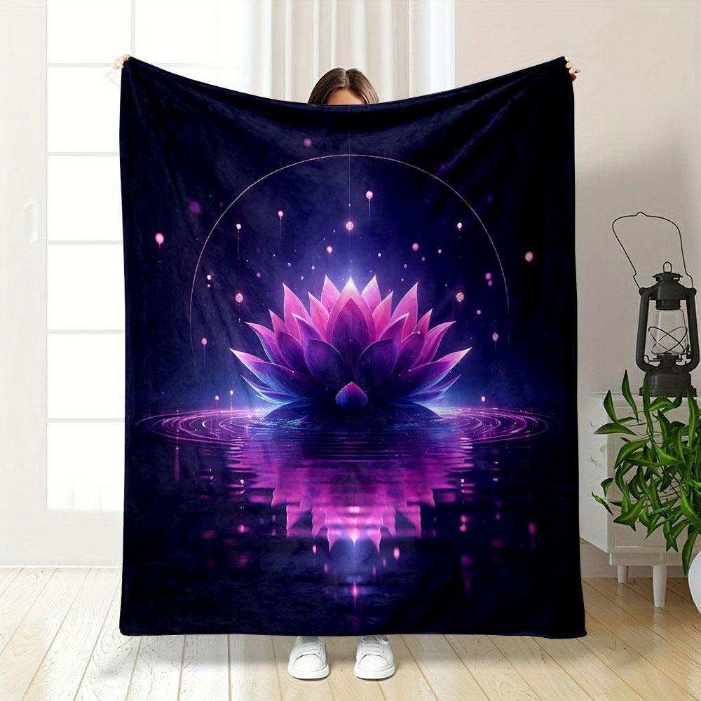 Glowing Lotus In Serenity Print Blanket Soft and Cozy Perfect for the Living Room Bed Sofa or a Nap,gift