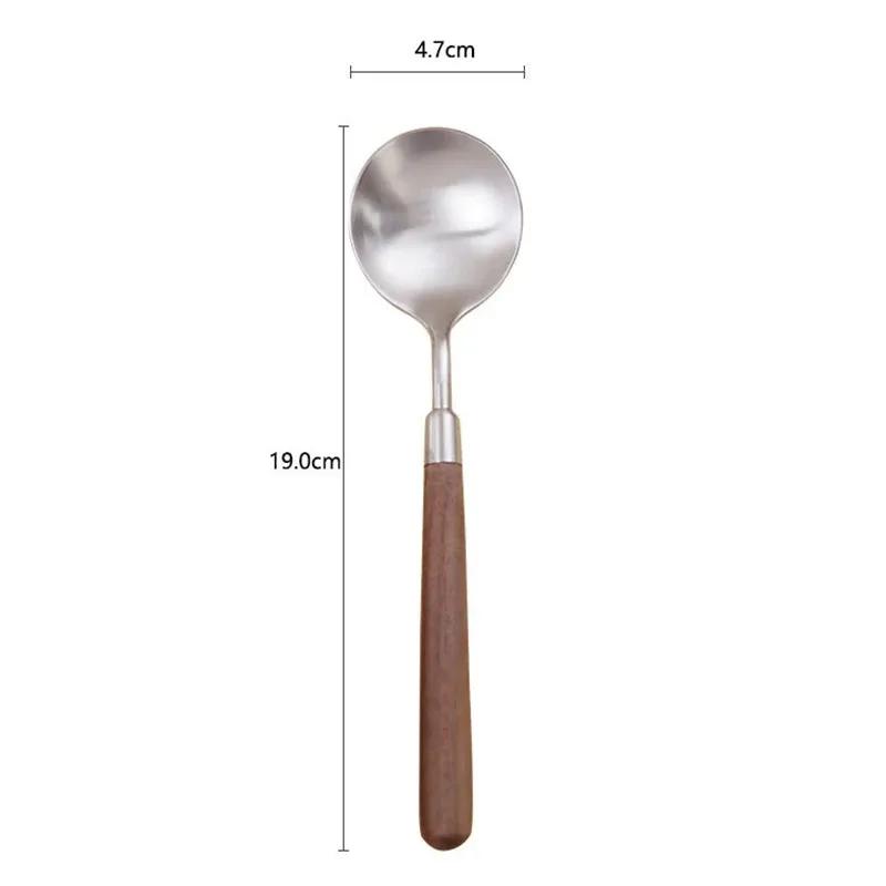 

Tableware Walnut Wood Handle Knife Fork Spoon Dinnerware 304 Stainless Steel Cutlery Western Tableware Set Kitchen Supplies
