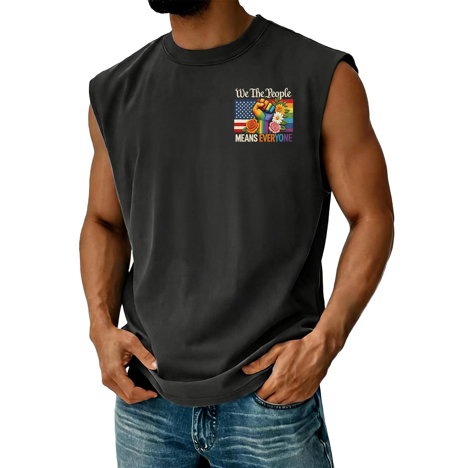 Men s Casual Independence Day Printed Tank Top XXXL чёрный