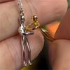 New Personality Fashion Couple Hug Slippable Pendant Necklace for Women Men Charm Collar Jewelry Creativity Anniversary Gift