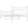 Metal Bed Frame with Headboard and Footboard White 107 x 203 cm