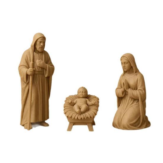 Nativity Set Indoor Decor Rustic Collectible Jesus Mary Joseph Figurine 3D Printed Religious Manger Planter Pot for Christmas Tabletop Decor