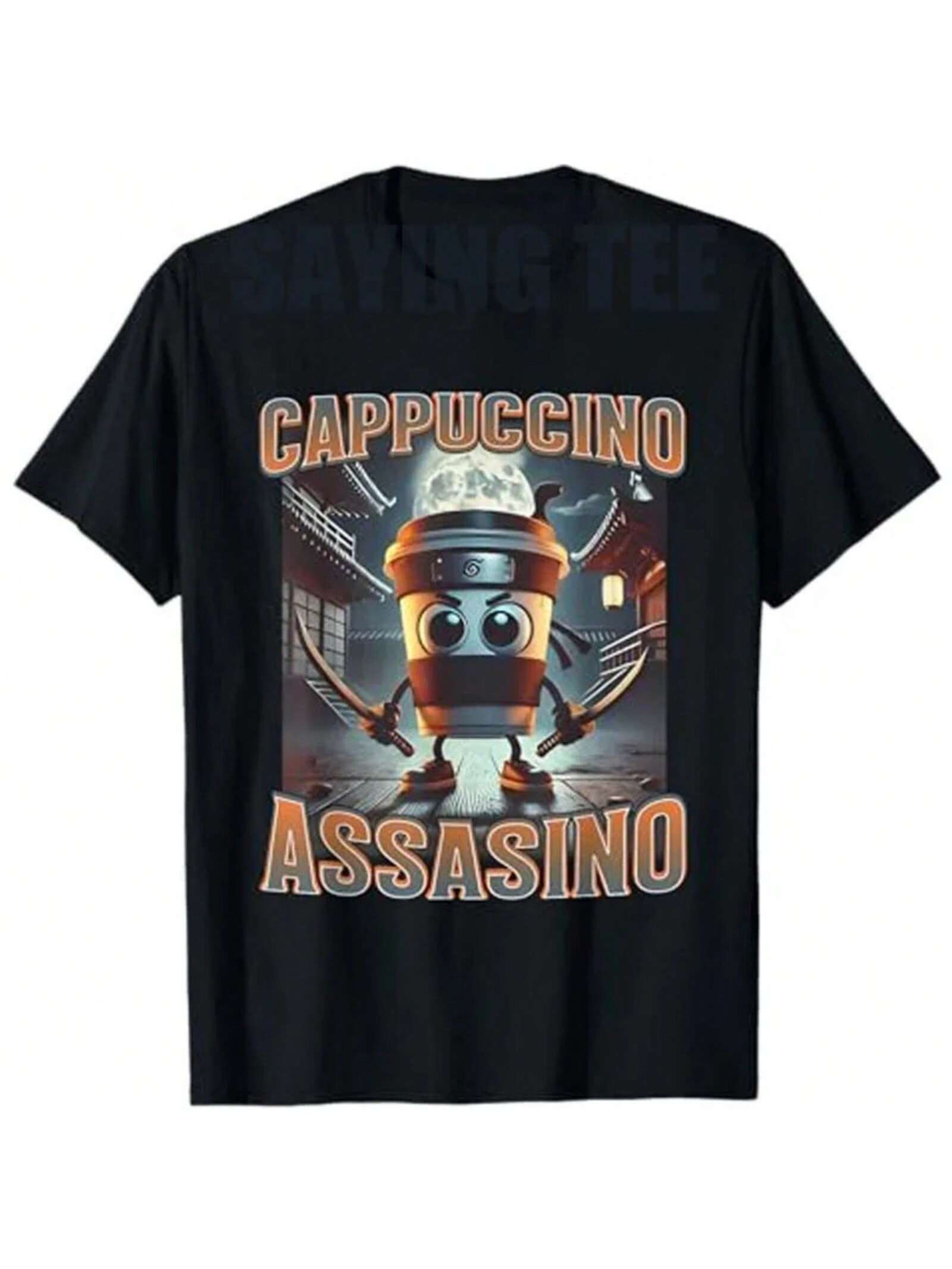 Italian Brainrot Cappuccino Assassino, Funny Cappuccino Coffee Meme T-Shirt Novelty Gift Graphic Saying Tee Short Sleeve Blouses S разноцветный
