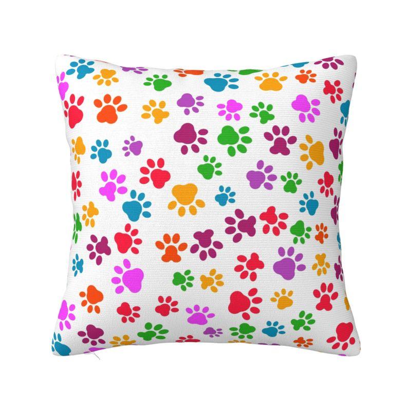 Colorful Animal Footprint Dog Paw Prints Cushion Cover cm Velvet Throw Pillow Case for Living Room Bedding Sofa Pillowcase