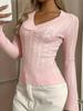 2025 European & American Slim Fit V-Neck Cable Knit Solid Color Pullover