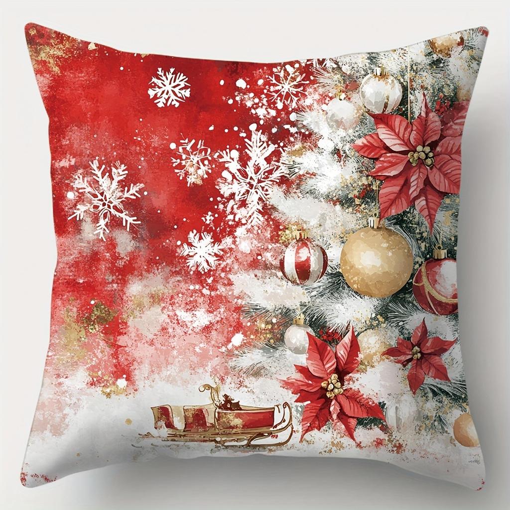 Christmas Decoration Pillowcase Red Santa Claus Snowman Pillow Cover Sofa Cushion Cover Home Decoration New Year Gift
