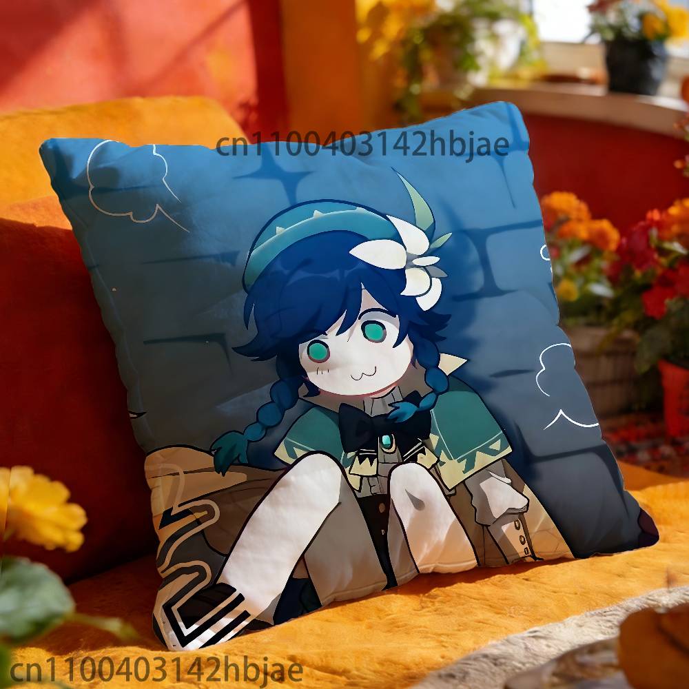 Venti Chibi Pillow Case Print Polyester Fiber 40X40 cm Home Sofa Throw Cushion Cover Decoration