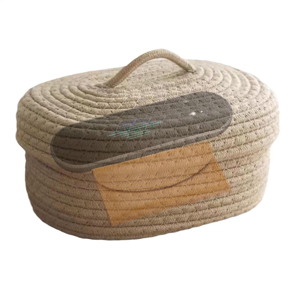 Woven Storage Basket Woven Organizer Box With Lid For Sewing Tools Large Nursery Storage Box For Phones Towel Sewing Tools