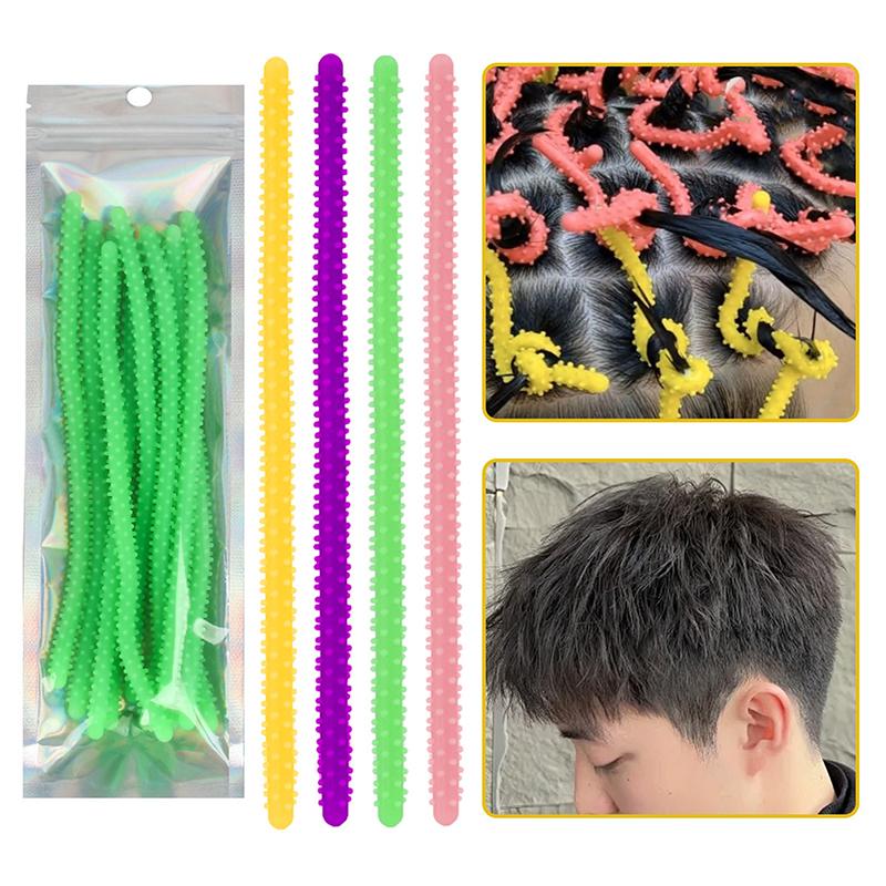 10 Pezzi 6/8mm Barrette Fuochi d'Artificio in Silicone per Colorazione e Permanente Capelli Strumenti di Styling Bellezza Barrette per Permanente Reggae Arricciacapelli Ondulati Soffici a Forma di Pannocchia