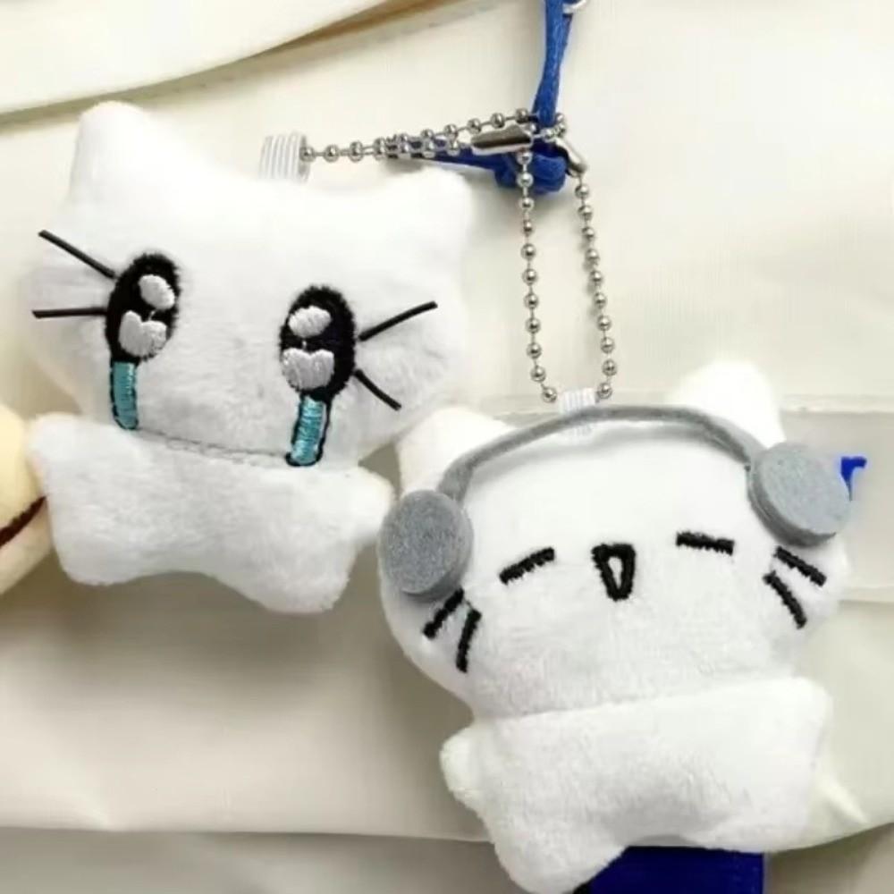 Bag Hanging Sad Cat Doll Keychain Funny Key Ring Bag Hanging Earphones Cat Pendant  Backpack Decor