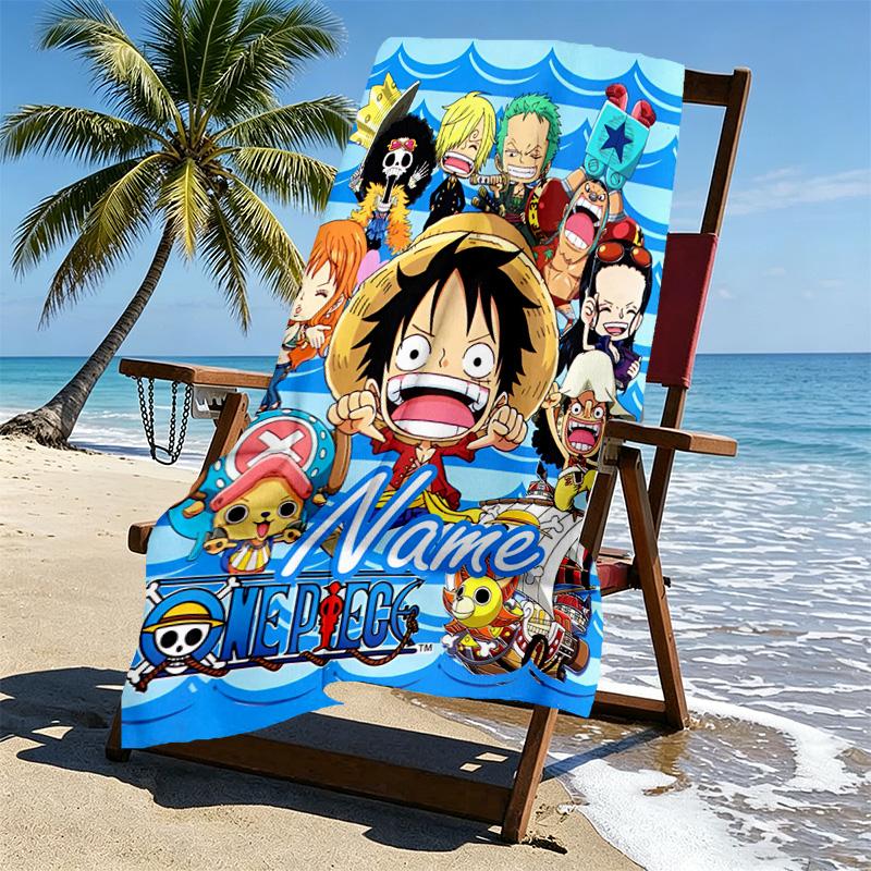 Custom Name Personalized One Piece Print Beach Towel, for Trip Camping Beach Party Home Decor, Birthday Gift for Family & Friends