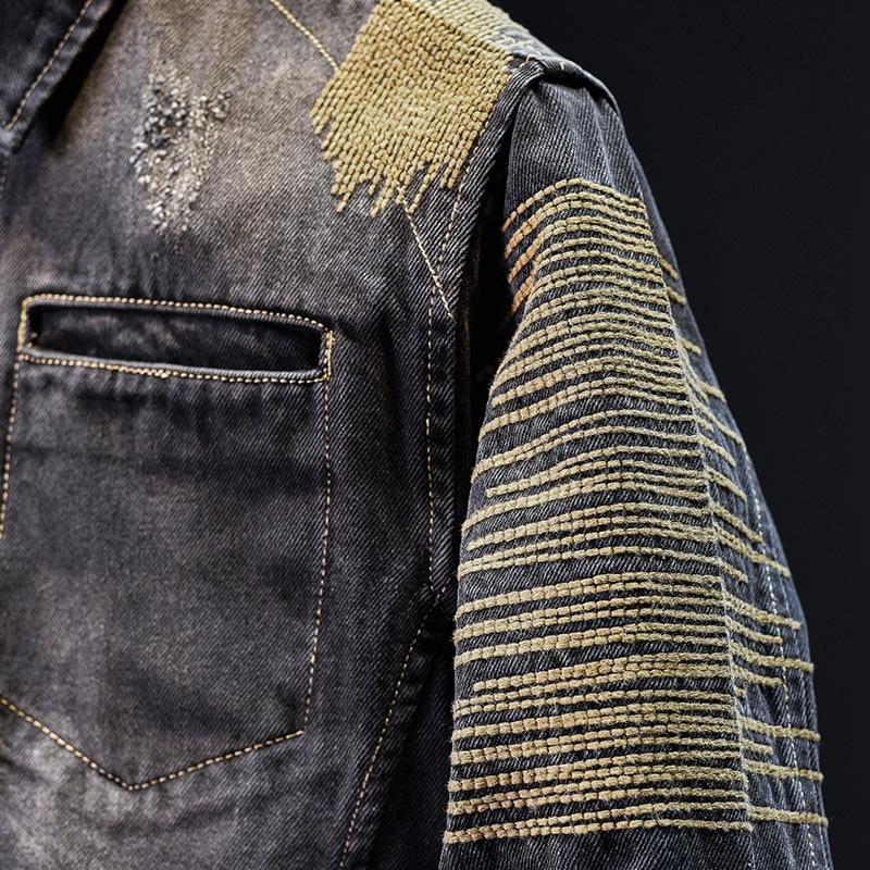Spring and Autumn New Japanese Loose Retro Old Personality Heavy Embroidered Jacket Denim Men's Jacket