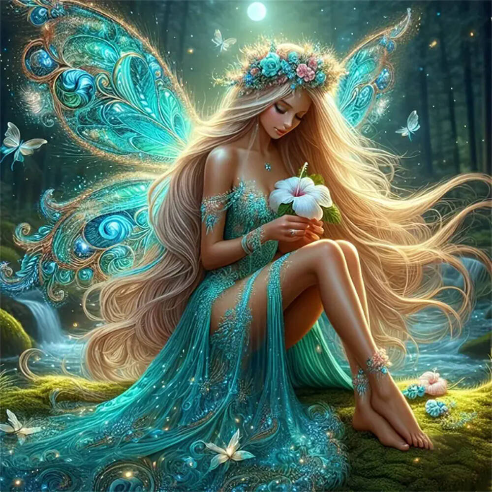 

Набор для алмазной вышивки Портрет женщины-духа Полная круглая алмазная мозаика Украшение для дома Современный Round 40x40cm