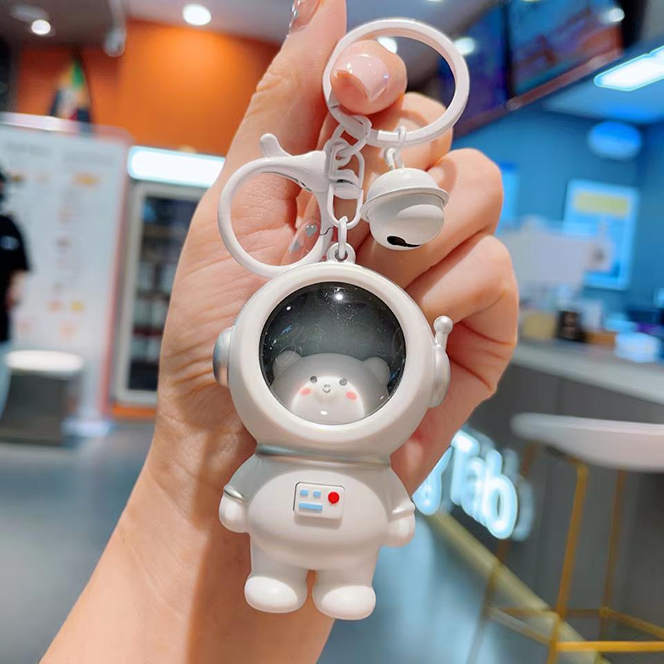 ZAKOL Cute Glowing Night Light Astronaut Cat Schoolbag Keychains Kawaii Bags Charm Decorative Pendants Accessories Gift Girs