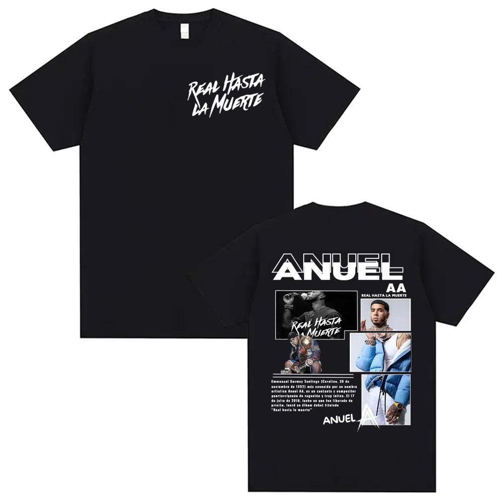 

Rapper Anuel AA Real Hasta La Muerte Tour T Shirt Men Women Fashion Hip Hop Pop Music Summer Shirts Casual Short Sleeve Tshirt M