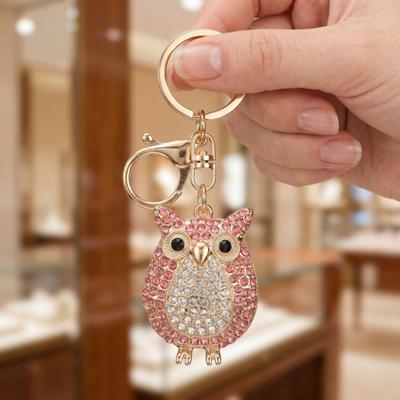Strass Eule Schlüsselanhänger, Exquisite Eule Drehbarer Hummerverschluss, Kristall Schlüsselanhänger mit Eleganten Taschenanhängern Geschenk