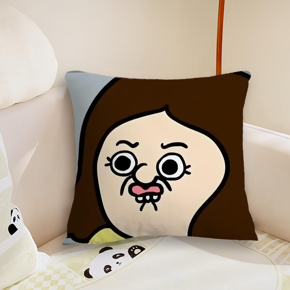 Funny Bbangbbangs Cartoon cushion cover Pillow Case Plush Fabric Soft Double Sided Print Sofa Cushion Cover Throw Pillow Covers