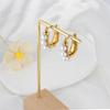 Trendy European & American 18K Gold Pearl Earrings: Niche Design in Stainless & Titanium Steel