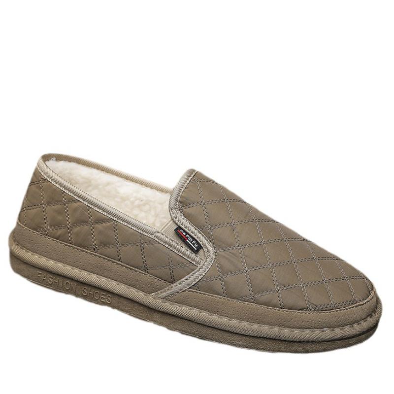 Fashion Winter Cotton Men Shoes Warm Slip on Lightweight Flat Shoes Plush Bedroom Home Cotton Loafers Winter Warm Shoe Zapatillas Hombre