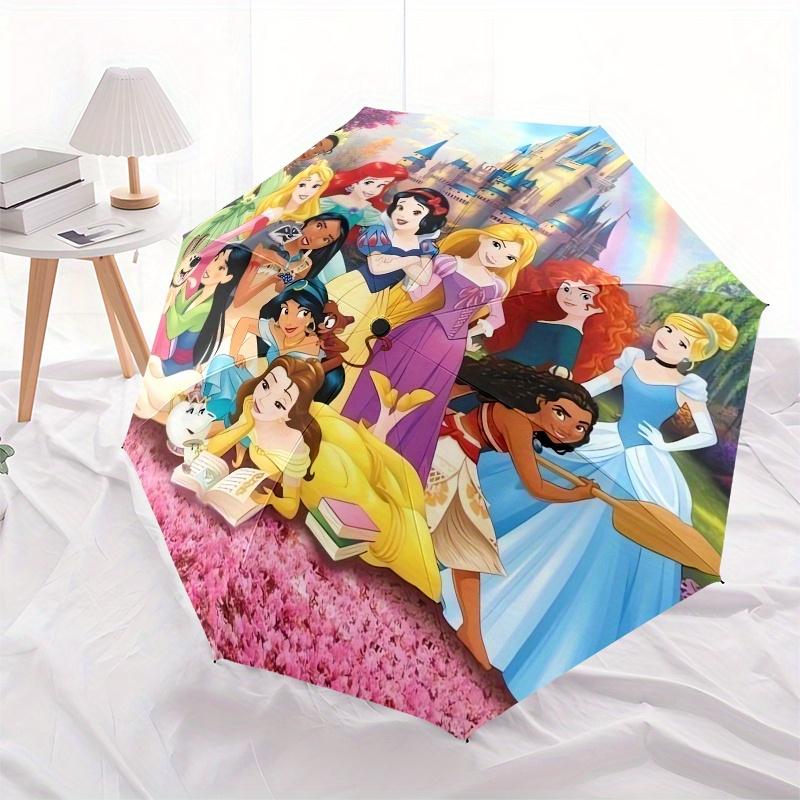 

Disney Princesses,Castle,Rainbow Manual Opening and Closing Umbrella, 8-Rib Reinforced Folding Design, Lightweight