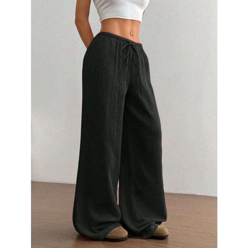 DAFIFY Women's Fashion Casual Solid Color Print High Waist Trousers Pants & Capris