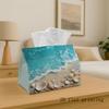 1pc Marine-Themed Seashell And Ocean Tissue Box - Fabric Napkin Dispenser Suitable for Outdoor Parties, Coastal Decorative Holder for Seashells, Tissu