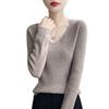 New Autumn and Winter Women's Pullover Sweater Long-sleeved Tight Slimming Knitted Sweater V-neck Slimming Base Layer