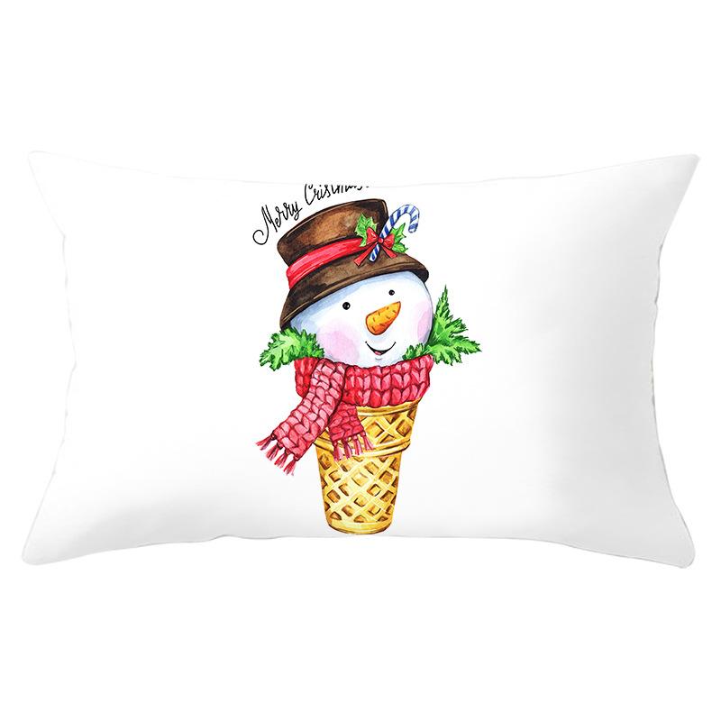 Simple Cartoon Print Series Christmas Waist Pillowcase Peach Skin Printed Pillowcase Home