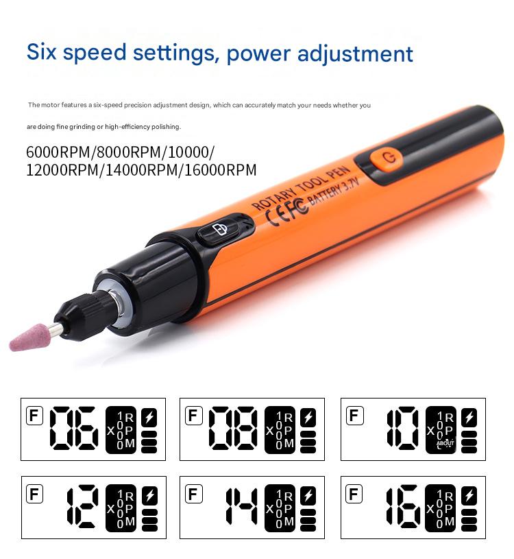 Portable Mini Electric Grinding Pen, Digital Display Cordless Rotary Tool with LED Light for DIY Craft Projects
