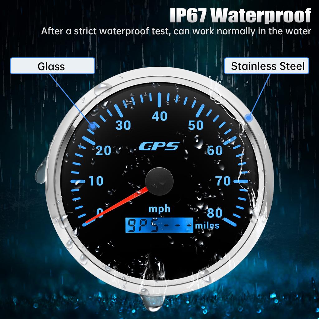 80/120/160MPH 110mm Speedometer GPS Car Odometer Tachometer 7 Color Light Digital Speed Gauge with GPS Antenna Fit Boat Marine