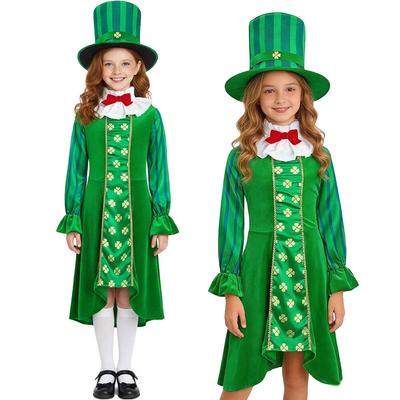 Irisches Kleid St. Patrick's Day Party Kostüm Leprechaun Grün Verkleidung Kostüm Kleid Kleid Hut Anzug Mardi Gras Tag Party Kleider