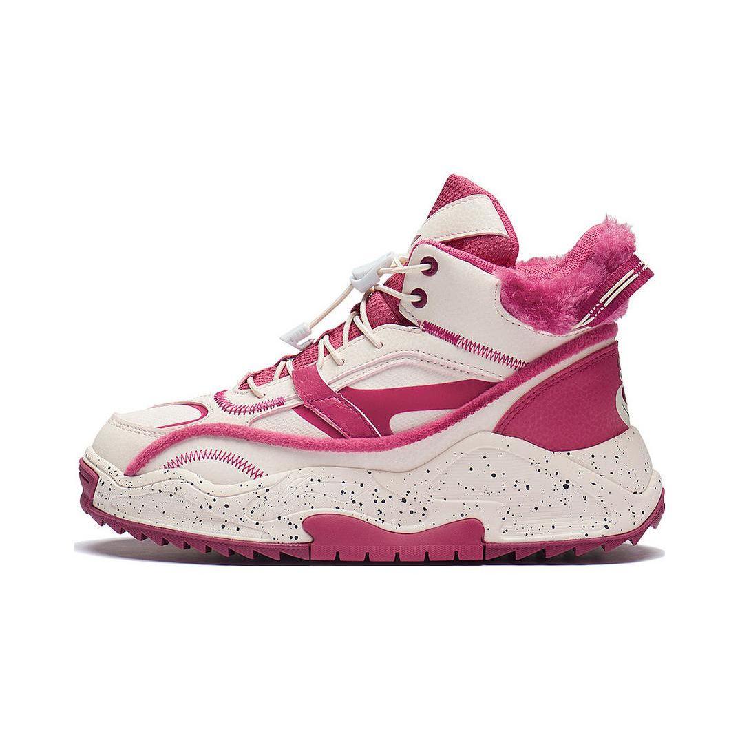 

Li Ning Kids Sports Lifestyle Series Comfortable Non-Slip Shock Absorbing Wear-Resistant Warm Casual Shoes Kids sneaker Pink White YKCR190-14 36