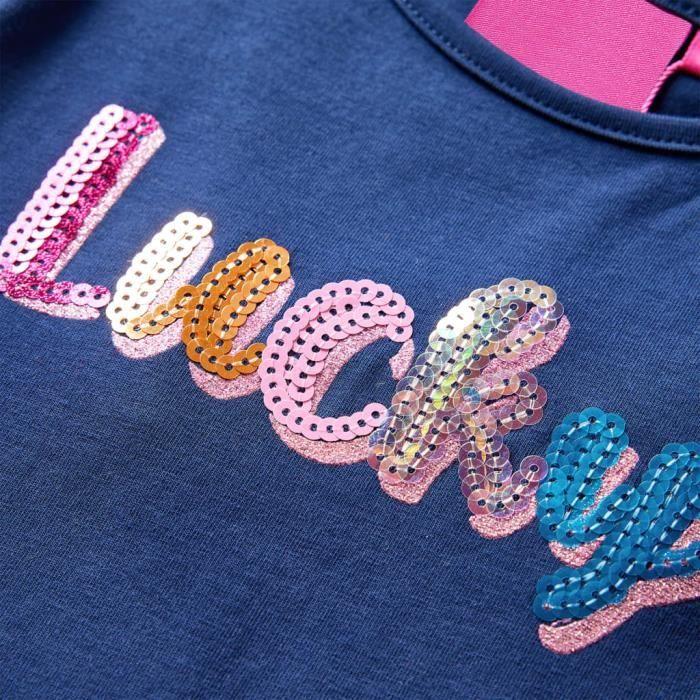 T-shirt enfants à manches longues mot pailleté 2 couleurs et 5 dimensions disponibles