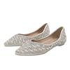 Rhinestone Pointed Single Shoes Women's Summer Flat-soled Shallow-mouth Laden Shoes Soft-soled Large-size Women's Shoes