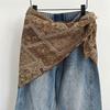 Imitation Seide Damen Seidenschal Cashew Blumen Ethno-Print Dreiecksschal Gürtel Y2K Streetwear Schürze Wickelrock